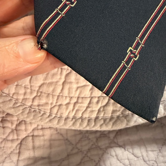 Celine Vintage Navy Stripes Men's Neck Tie - Picture 7 of 7